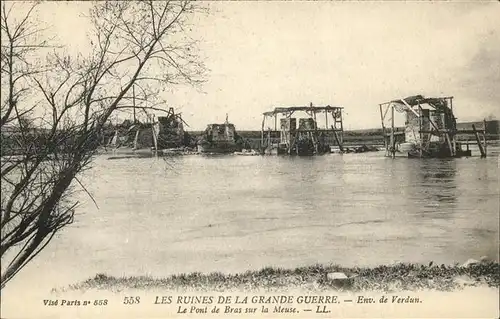 Verdun Meuse Pont de Bras sur la Meuse Ruines de la Grande Guerre zerstoerte Bruecke Kat. Verdun