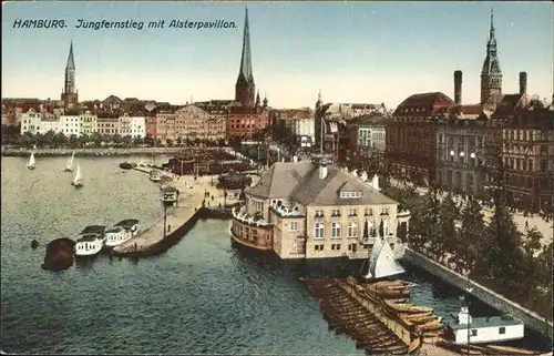 Hamburg Jungfernstieg mit Alsterpavillon Kat. Hamburg