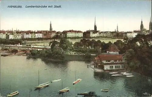 Hamburg Lombardsbruecke mit Stadt Kat. Hamburg