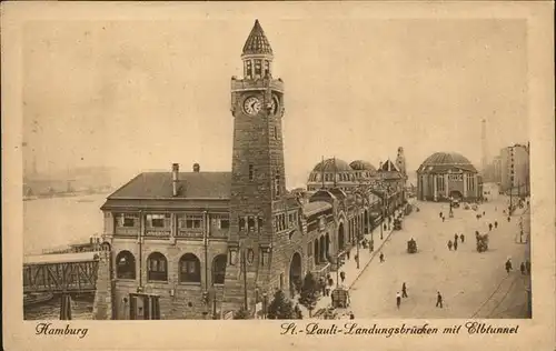 St Pauli Landungsbruecken mit Elbtunnel Kat. Hamburg