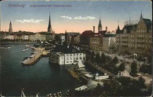 Hamburg Jungfernstieg und Alsterpavillon Kat. Hamburg