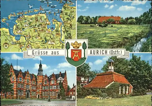 Aurich Ostfriesland Schloss Lageplan Bauernhaeuser Kat. Aurich