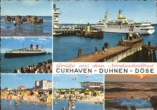 Cuxhaven Nordseebad Strandpartien Pferdekutschen Schiffe Kat. Cuxhaven