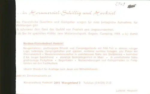 kk26843 Hooksiel Nordseebad Fliegeraufnahme Kategorie. Wangerland Alte Ansichtskarten