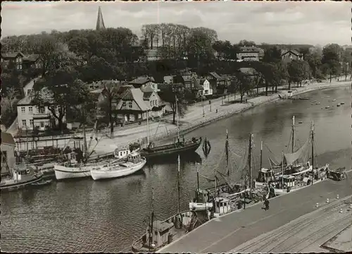 Eckernfoerde Blick auf Borby und Hafen Schiffe Kat. Eckernfoerde