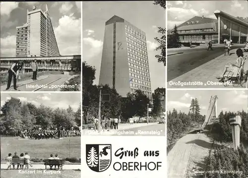 Oberhof Thueringen Interhotel Panorama Gasstaette Oberer Hof Erholungsheim Rennsteig Schanze am Rennsteig Kurpark Wappen Kat. Oberhof Thueringen