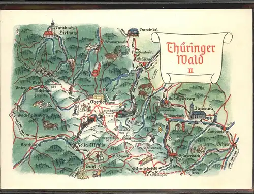 Oberhof Thueringen Zeichnung Karte Thueringer Wald Kat. Oberhof Thueringen