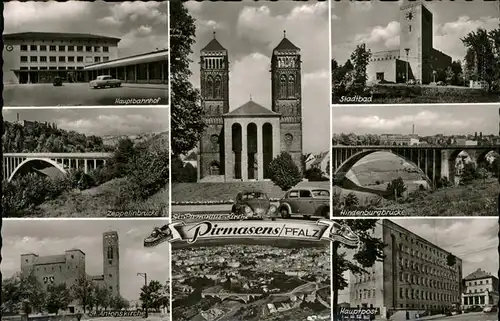 Pirmasens Zeppelinbruecke Stadtbad Hauptbahnhof Kat. Pirmasens