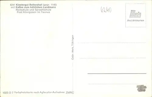 Koenigstein Taunus Klostergut Rettershof Kaffee zum froehlichen Landmann Reitschule Kat. Koenigstein im Taunus