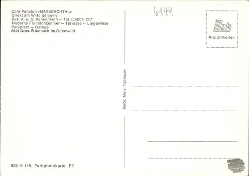 pw11690 Grasellenbach Cafe Pension Gassbachtal Vennemann Kategorie. Grasellenbach Alte Ansichtskarten