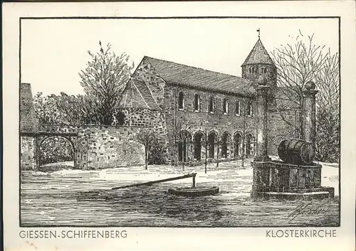 Giessen Lahn Kosterkirche Giessen Schiffenberg Zeichnung / Giessen /Giessen LKR