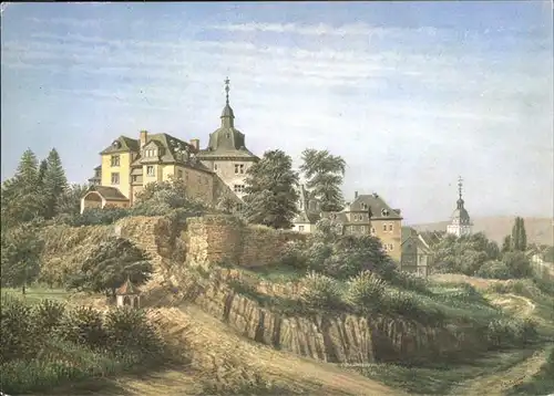 Siegen Westfalen Oberes Schloss Nikolaikirche 1850 / Siegen /Siegen-Wittgenstein LKR