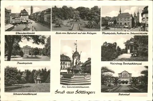 Goettingen Niedersachsen Weenderstrasse Parkanlagen Marktplatz Rathaus Johanniskirche Theaterplatz Scharnhorsttempel Gaenselieselbrunnen Hainberg Bochecktempel Bahnhof / Goettingen /Goettingen LKR