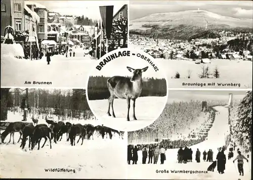 Braunlage Wurmberg Wildfuetterung Brunnen Wurmbergschanze Wintersportort Kat. Braunlage
