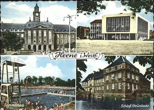 Herne Westfalen Rathaus Hallenbad Sommerbad Schloss Struenkede / Herne /Herne Stadtkreis