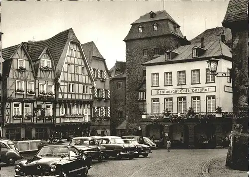 Linz Rhein Burghof Rheintor Restaurant Cafe Burghof "Die bunte Stadt" Kat. Linz am Rhein