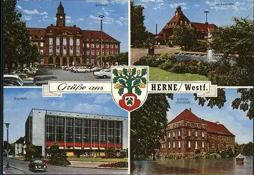 Herne Westfalen Rathaus Bahnhof Stadtbad Schloss Struenkede Stadtwappen / Herne /Herne Stadtkreis
