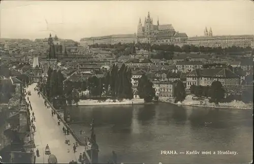 pw27681 Prag Prahy Prague Karluv most a Hradcany Burg Manesbruecke Moldau Boehmen Kategorie. Praha Alte Ansichtskarten