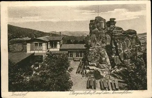 Jonsdorf Bergwirtschaft auf dem Nonnenfelsen Zittauer Gebirge Kat. Kurort Jonsdorf