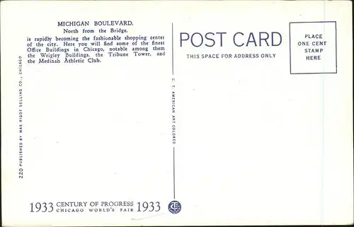Chicago Illinois Michigan Boulevard north from the bridge Kat. Chicago