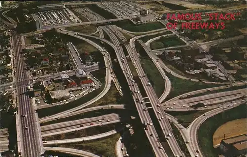 Los Angeles California Famous "stack" of freeways aerial view Kat. Los Angeles