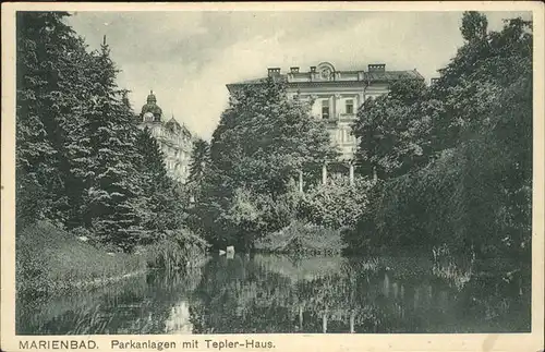 Marienbad Tschechien Boehmen Parkanlagen mit Tepler Haus Teich Kat. Marianske Lazne