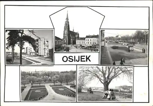 Osijek Croatia Teilansichten Park Kirche Partie an der Drau Kat. Osijek