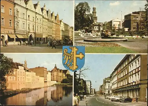 Opole Oberschlesien Kamieniczki w Rynku Plac Wolnosci Nad kanalem Mlynowka Ulica Krakowska Teich Brunnen Wappen Kat. Oppeln Oberschlesien