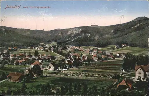 Jonsdorf Panorama vom Hieronymusstein Zittauer Gebirge Kat. Kurort Jonsdorf