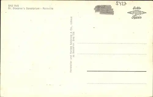 Bad Ems Dr. Doepner S Sanatorium Parkvilla Kat. Bad Ems