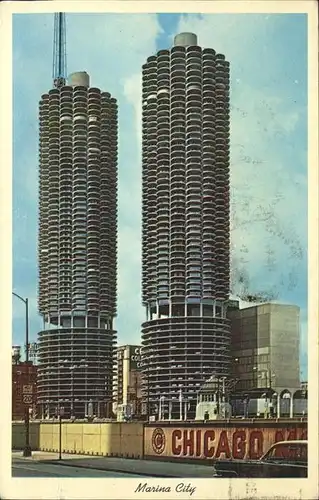 Chicago Illinois Marina City the complete city within a city Towers Kat. Chicago