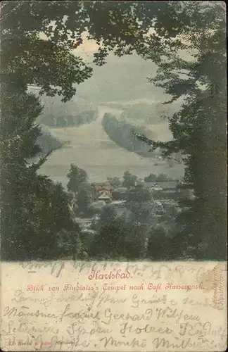 Karlsbad Eger Boehmen Blick von Findlaters Tempel nach Cafe Kaiserpark Kat. Karlovy Vary