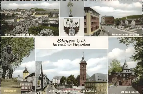 Siegen Westfalen Siegen Bergmann Marktplatz Nikolai Kirche Rathaus Oberes Schloss Bahnhof Vorplatz x / Siegen /Siegen-Wittgenstein LKR