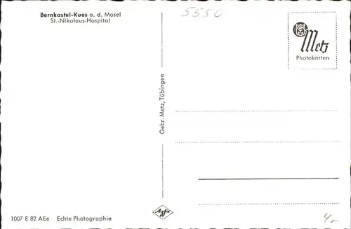 wb02017 Bernkastel-Kues Bernkastel-Kues Mosel St. Nikolaus Hospital * Kategorie. Bernkastel-Kues Alte Ansichtskarten