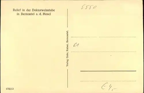wb02032 Bernkastel-Kues Bernkastel-Kues Relief Doktorweinstube * Kategorie. Bernkastel-Kues Alte Ansichtskarten