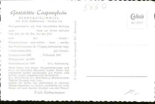 wb02268 Bernkastel-Kues Bernkastel-Kues Gaststaette Casparybraeu * Kategorie. Bernkastel-Kues Alte Ansichtskarten