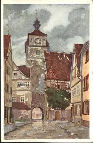 Rothenburg Weisser Turm Kuenstler K. Mutter *