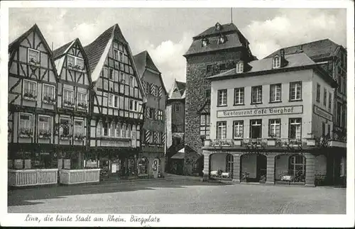 Linz Rhein Burgplatz Fachwerkhaus Restaurant Cafe Burghof *