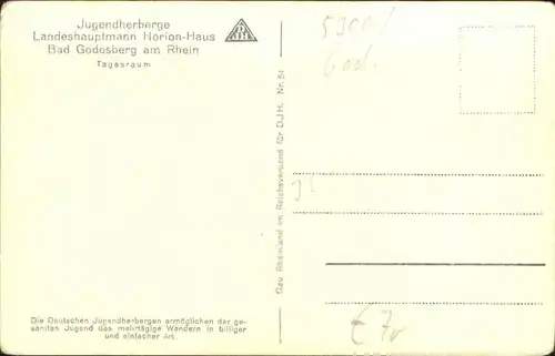 Bad Godesberg Jugendherberge Horion Haus Tagesraum *