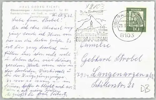 Oberammergau Haus Georg Fichtl x 1962