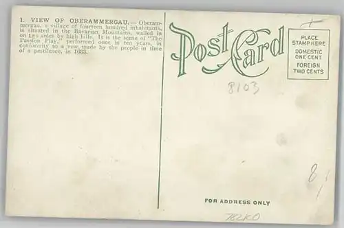 Oberammergau Oberammergau  ungelaufen ca. 1920 / Oberammergau /Garmisch-Partenkirchen LKR