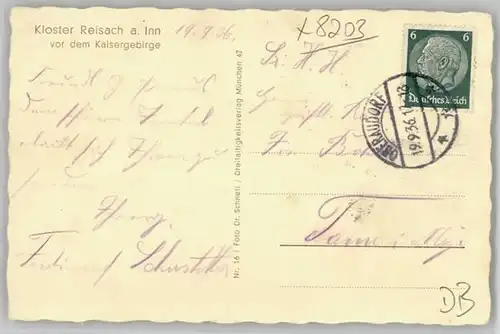 Oberaudorf [Stempelabschlag] Kloster Reisach x 1936