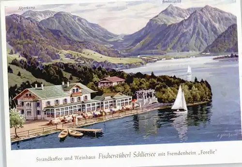 Schliersee Fremdenheim Forelle KuenstlerF. Bernhard x 1952