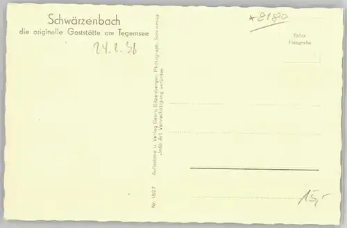 Tegernsee Gaststaette Schwaerzenbach o 1938