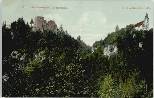 Bad Reichenhall Bad Reichenhall Ruine Karlstein St. Pankrazkapelle ungelaufen ca. 1910 / Bad Reichenhall /Berchtesgadener Land LKR