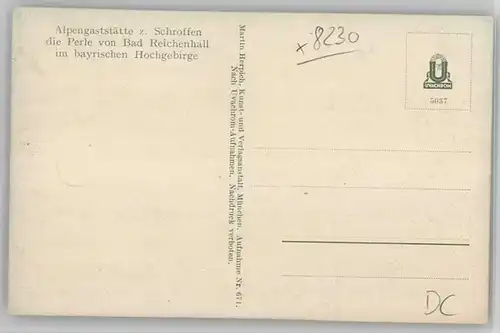 Bad Reichenhall Bad Reichenhall Gaststaette zum Schroffen  ungelaufen ca. 1910 / Bad Reichenhall /Berchtesgadener Land LKR