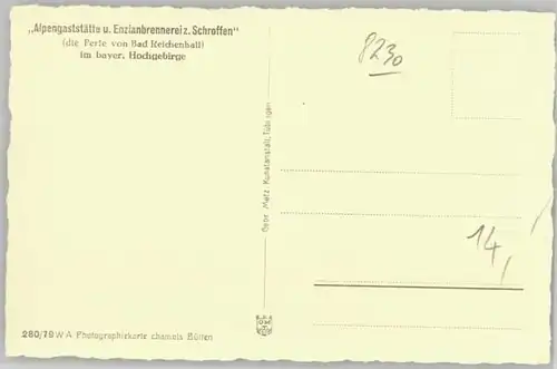 Bad Reichenhall Bad Reichenhall Gaststaette Enzianbrennerei zum Schroffen ungelaufen ca. 1930 / Bad Reichenhall /Berchtesgadener Land LKR