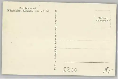 Bad Reichenhall Bad Reichenhall Bildstoeckl Alm ungelaufen ca. 1910 / Bad Reichenhall /Berchtesgadener Land LKR