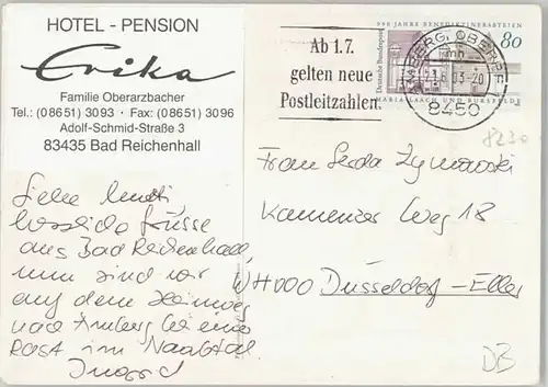 Bad Reichenhall Hotel Pension Erika x 1993