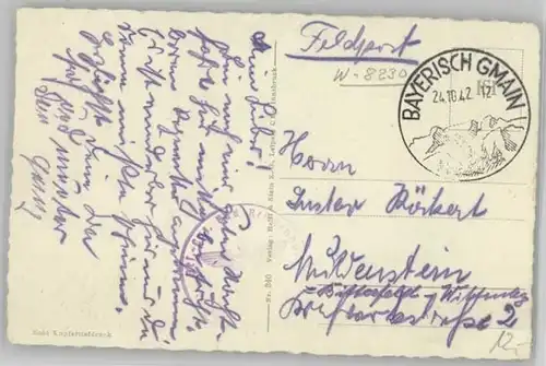 Bad Reichenhall Gaststaette Schroffen Feldpost  x 1942